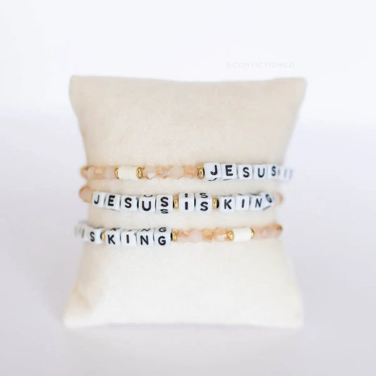 Jesus Is King - Christian Beaded Word Bracelet