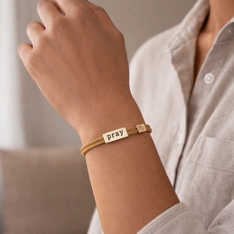Sentiment Cord Bracelet-Pray, Philippians 4:6