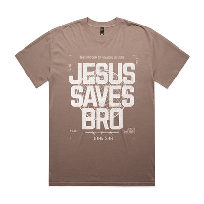 Men's Heavy Faded Tee Oversized Jesus Saves Bro