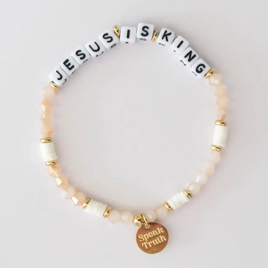 Jesus Is King - Christian Beaded Word Bracelet