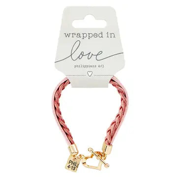 Wrapped in Love Philippians 4:13 - Pink Braided Bracel