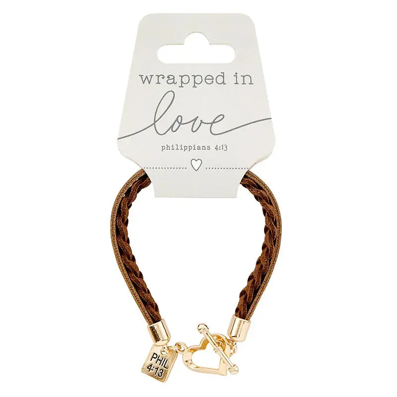 Wrapped in Love Philippians 4:13 - Pink Braided Bracel
