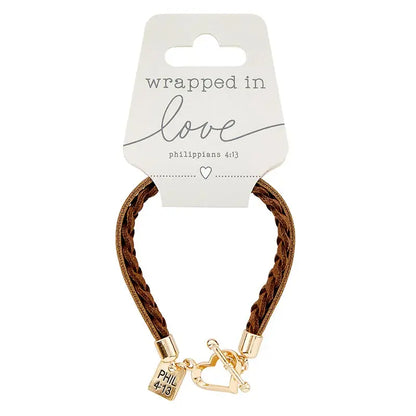 Wrapped in Love Philippians 4:13 - Pink Braided Bracel