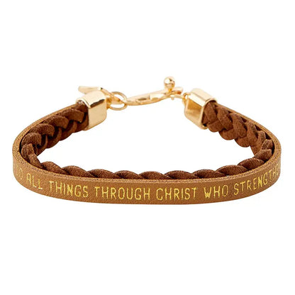 Wrapped in Love Philippians 4:13 - Pink Braided Bracel