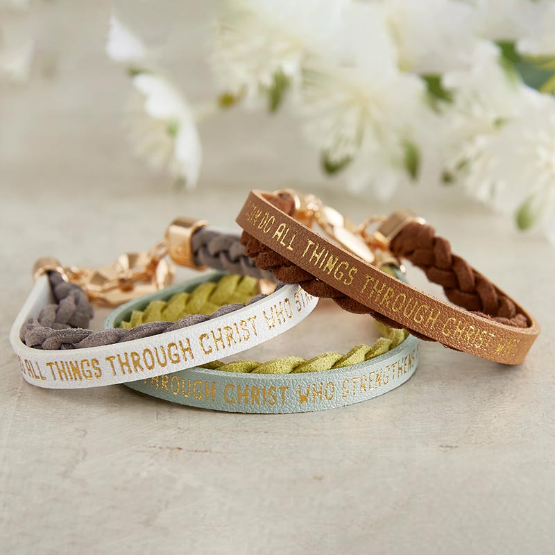 Wrapped in Love Philippians 4:13 - Pink Braided Bracel