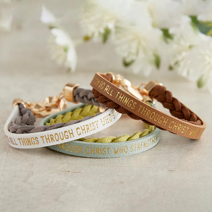 Wrapped in Love Philippians 4:13 - Pink Braided Bracel