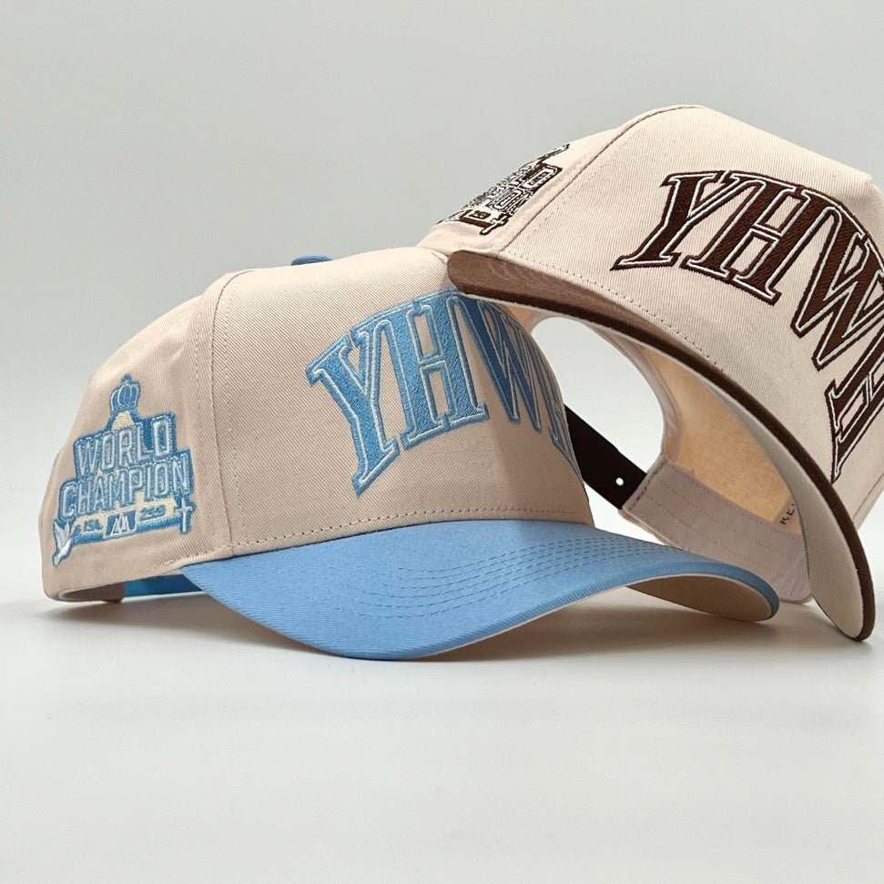 Yhwh’ Structured Snapback - Cream/Baby Blue